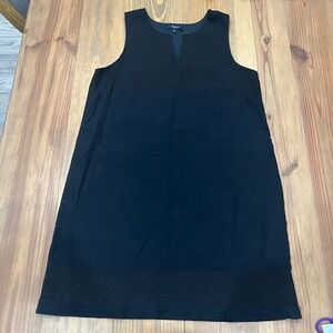 Madewell Black Embroidered Sleeveless A-Line Dress Size 6